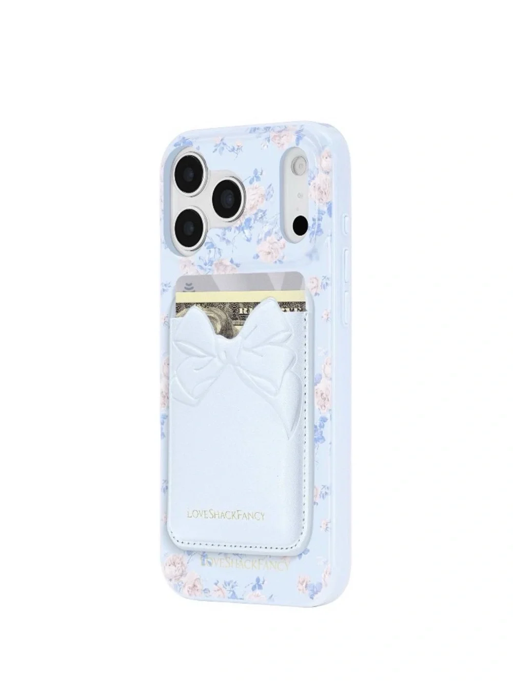 LoveShackFancy x Target Light Blue Floral iPhone Case with Bow Card Pocket